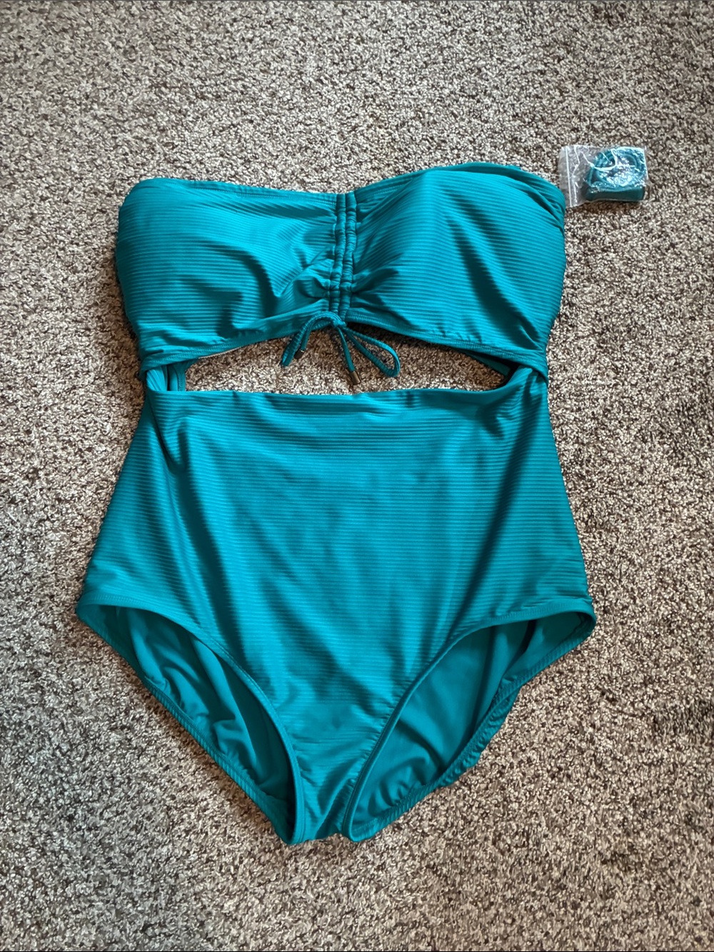 🎉 4/$25 NWT Teal Bandeau Cutout One-Piece Swimsuit